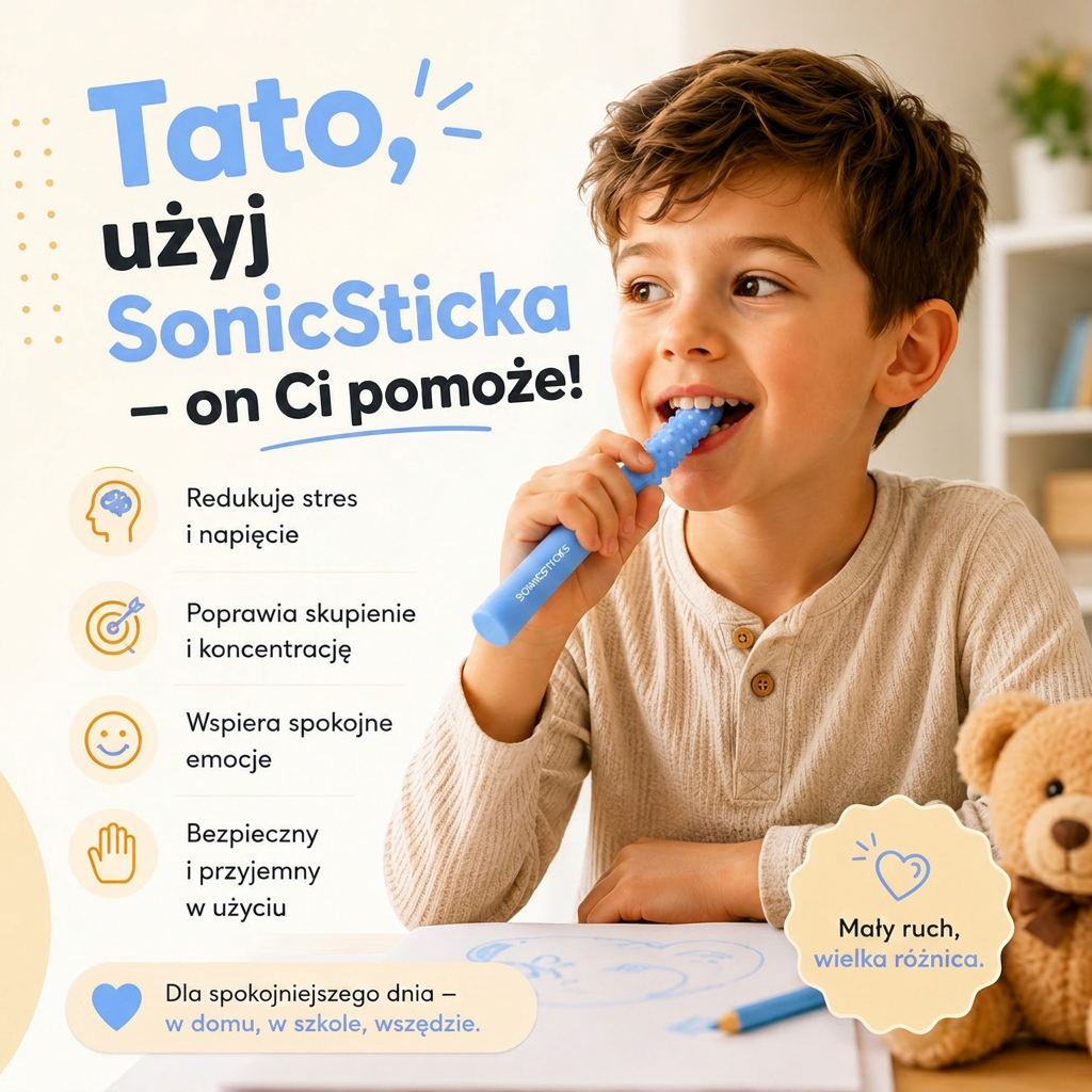 Tato, użyj SonicSticka — on Ci pomoże! Redukuje stres, poprawia skupienie, wspiera spokojne emocje